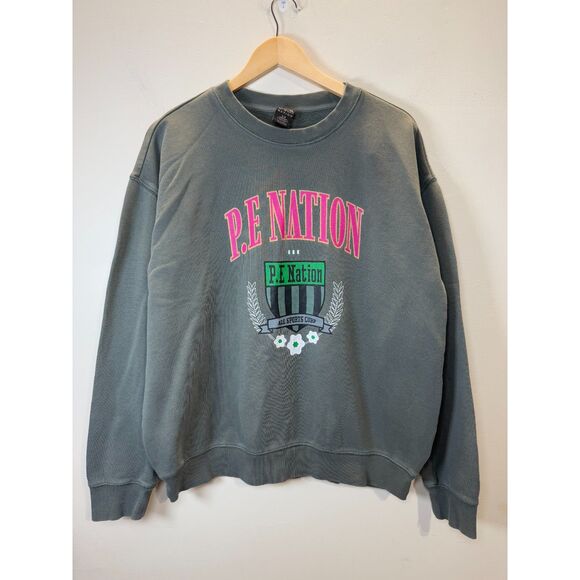 PE Nation Women's Size Small Green One Division Sweatshirt Pullover Crew Neck - Picture 4 of 8